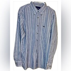 Faconnable Long sleeve club dress shirt. Blue/white striped. 100% cotton. XXL